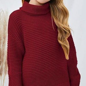 Girls Turtleneck Sweaters Kids Long Sleeve Chunky Knit Pullover Sweater